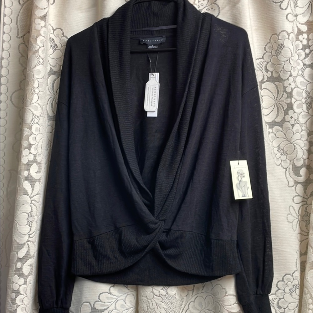 Sanctuary Black Recycled Knit Tunic Cardigan